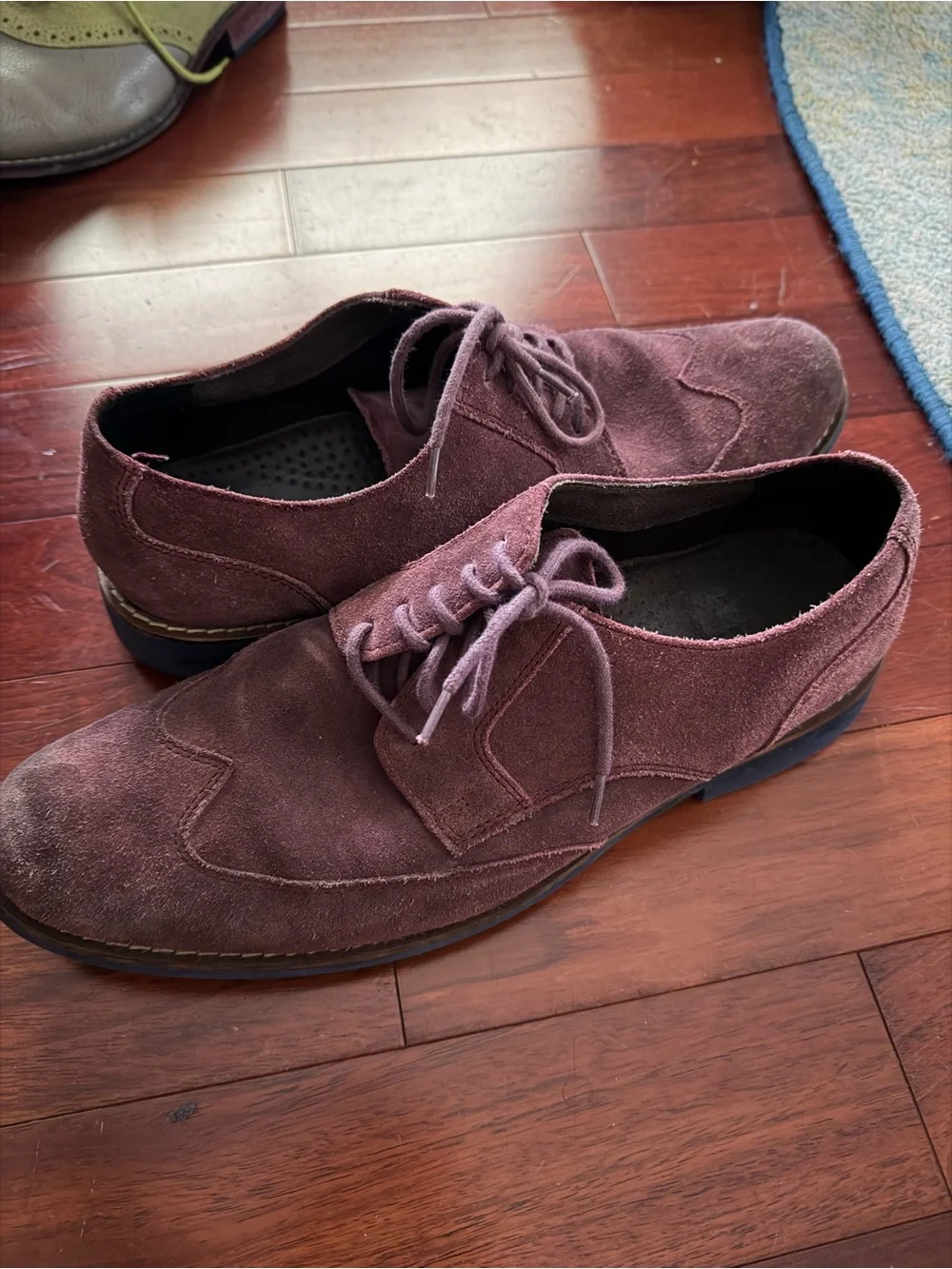 Cole Haan Men's Suede Wingtip Derby Shoes — Burgundy